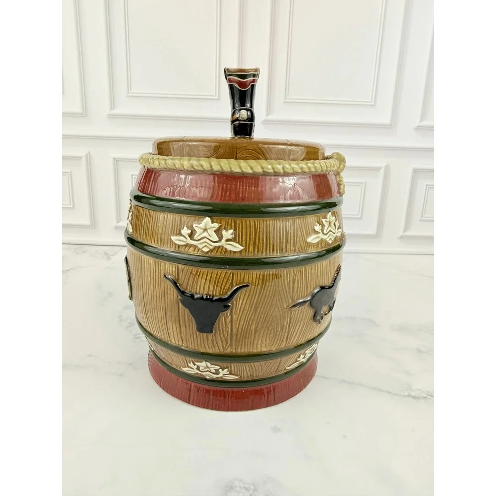 VTG Sonoma Happy Trails Cookie Jar Western Cowboy Horse Equestrian 8'